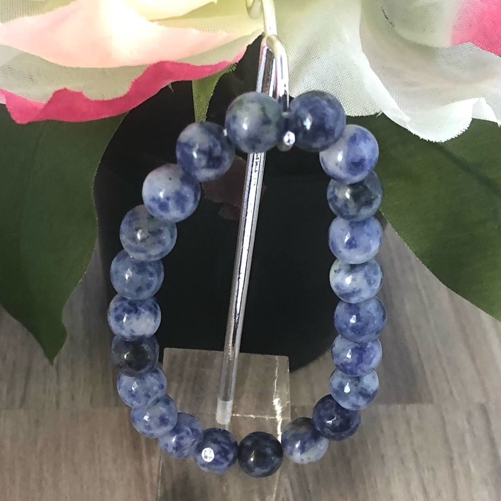 Sodalite Natural Stone Beads Stretchable Bracelet 7" - 8mm Beads Best gift
